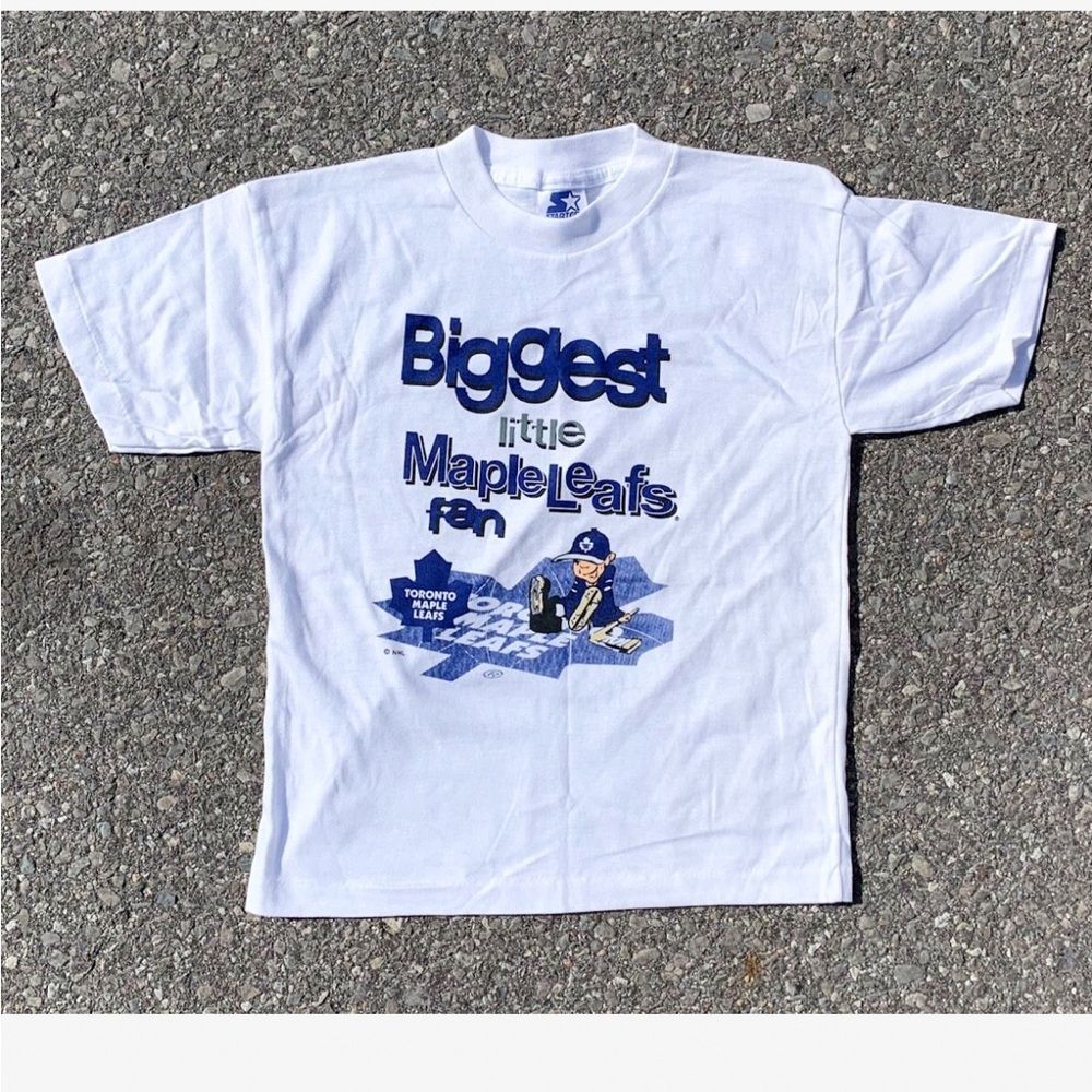 Biggest Little Toronto Maple Leafs Fan NHL Vtg 1990s Starter T-Shirt Youth (L)